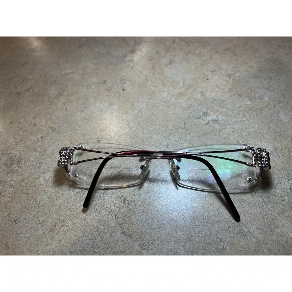 Versace 1080-b 1056 Rectangular Oval Rimless Eyeglasses Crystal Pink 52-16-130